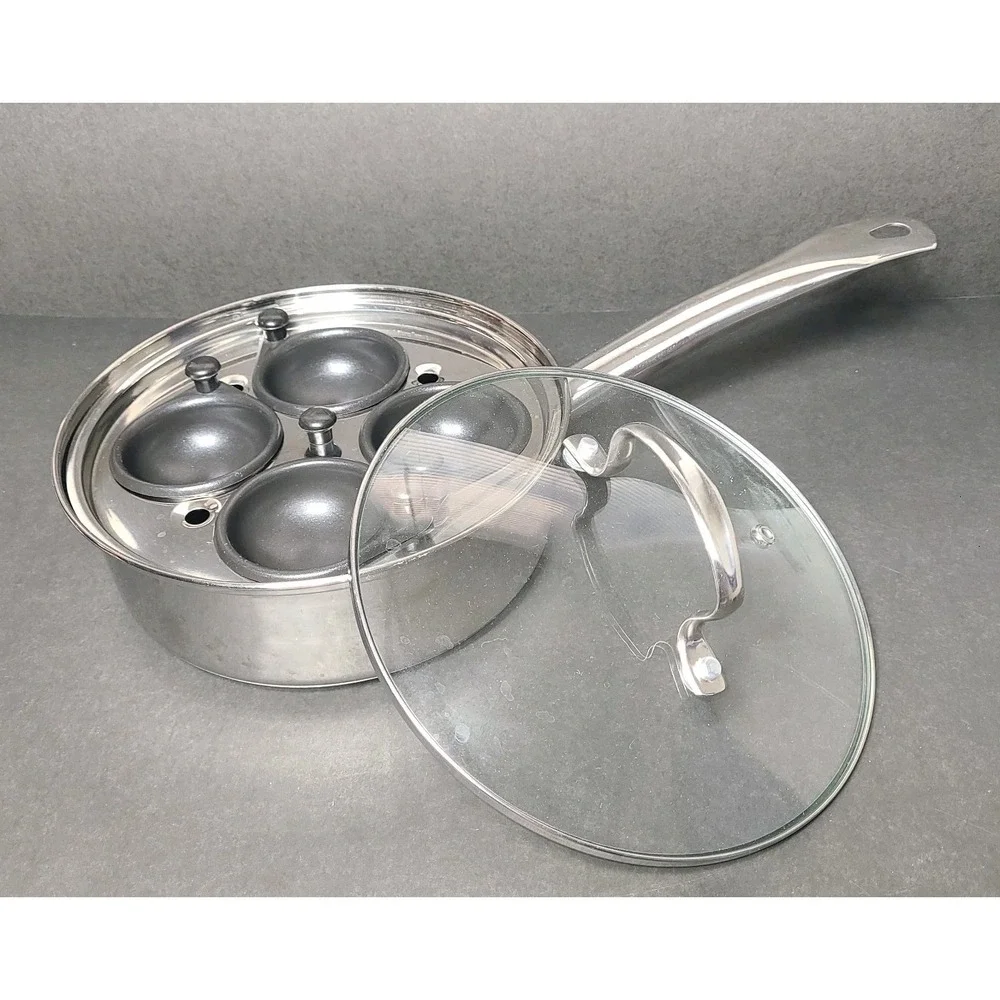Tools for Cooks Denmark Stainless Steel Egg Poacher Pan with 4-Cup Nonstick
